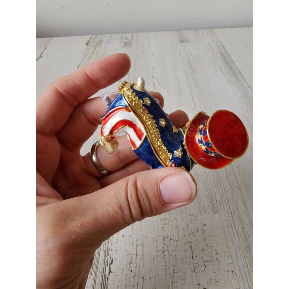 Kalifano bulldog jeweled trinket box keepsake jewelry rhinestone Americana patri - Picture 3 of 8